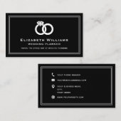Black White Wedding Rings Event Planner Planning Visitekaartje (Voorkant / Achterkant)