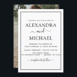Black White Wedding Romantic Fotouitnodiging Kaart<br><div class="desc">Black and White Wedding Spring of Summer Photo on Back Wedding Invitations - bevat prachtige en elegante scripttypografie met een moderne,  eenvoudige en klassieke kleur voor de speciale dag van de bruiloft.</div>