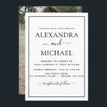 Black White Wedding Romantic Fotouitnodiging Kaart<br><div class="desc">Black and White Wedding Spring of Summer Photo on Back Wedding Invitations - bevat prachtige en elegante scripttypografie met een moderne,  eenvoudige en klassieke kleur voor de speciale dag van de bruiloft.</div>