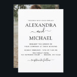 Black White Wedding Romantic Fotouitnodiging Kaart<br><div class="desc">Black and White Wedding Spring of Summer Photo on Back Wedding Invitations - bevat prachtige en elegante scripttypografie met een moderne,  eenvoudige en klassieke kleur voor de speciale dag van de bruiloft.</div>