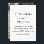 Black White Wedding Romantic Fotouitnodiging Kaart<br><div class="desc">Black and White Wedding Spring of Summer Photo on Back Wedding Invitations - bevat prachtige en elegante scripttypografie met een moderne,  eenvoudige en klassieke kleur voor de speciale dag van de bruiloft.</div>