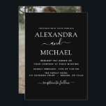 Black White Wedding Romantic Fotouitnodiging Kaart<br><div class="desc">Black and White Wedding Spring of Summer Photo on Back Wedding Invitations - bevat prachtige en elegante scripttypografie met een moderne,  eenvoudige en klassieke kleur voor de speciale dag van de bruiloft.</div>