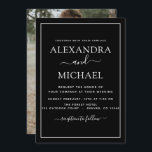 Black White Wedding Romantic Fotouitnodiging Kaart<br><div class="desc">Black and White Wedding Spring of Summer Photo on Back Wedding Invitations - bevat prachtige en elegante scripttypografie met een moderne,  eenvoudige en klassieke kleur voor de speciale dag van de bruiloft.</div>
