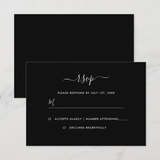 Black White Wedding RSVP-kaart RSVP Kaartje (Voorkant / Achterkant)