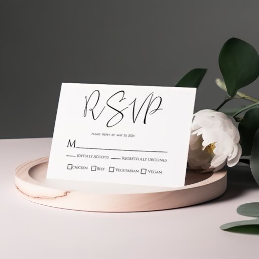 Black White Wedding RSVP-kaart RSVP Kaartje