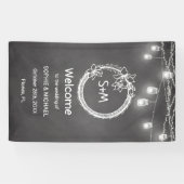 Black White Wedding Rustic Chalkboard Mason Jar Spandoek (Horizontaal)