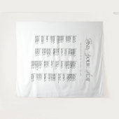 Black & White Wedding Seating Chart Fabric  Wandkleed (Voorkant (horizontaal))