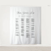 Black & White Wedding Seating Chart Fabric  Wandkleed (Voorkant)