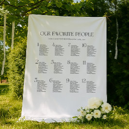 Black & White Wedding Seating Chart Fabric  Wandkleed