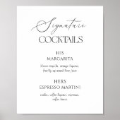 Black & White Wedding Signature Cocktails Poster (Voorkant)