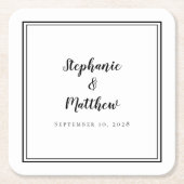 Black White Wedding Simple Modern Minimalist Party Kartonnen Onderzetters (Voorkant)