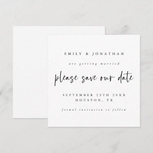 Black White Wedding Sla de datum op Notitiekaartje (Voorkant / Achterkant)