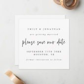 Black White Wedding Sla de datum op Notitiekaartje (Voorkant / Achterkant in situ)