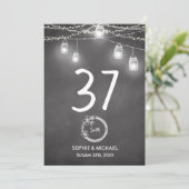 Black White Wedding Table Number Kaart (Staand voorkant)