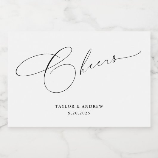 Black & White Wedding Wine Bottle Sparkling Wijnetiket (Enkel label)