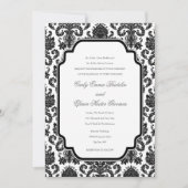 Black White Weddings Damask Gepersonaliseerd uitno Kaart (Voorkant)