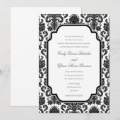 Black White Weddings Damask Gepersonaliseerd uitno Kaart (Voorkant / Achterkant)