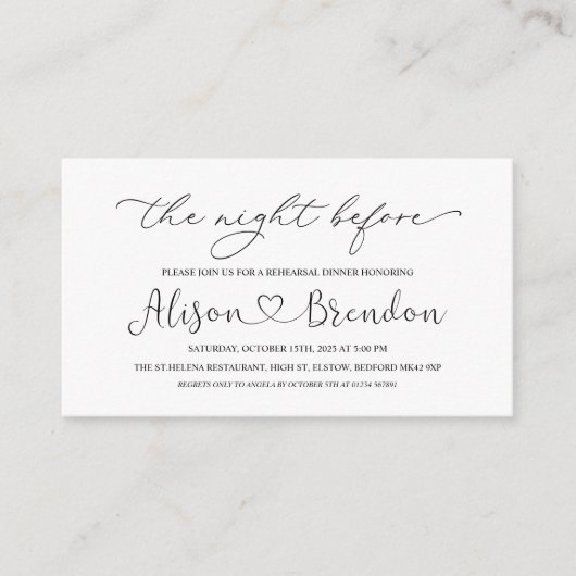 Black White Welkom bij de avond voor de behuizing Informatiekaartje (Voorkant)