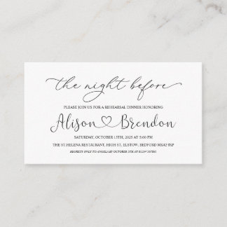 Black White Welkom bij de avond voor de behuizing Informatiekaartje