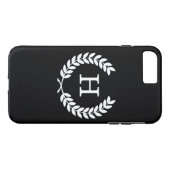 Black White Wheat Laurel WreatInitiaal Monogram Case-Mate iPhone Case (Achterkant (Horizontaal))