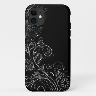 Black & White Whimsical Floral i iPhone 5 Hoesje