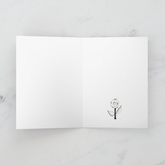 Black White Whimsical Flower Editable Bedankkaart (Binnen)