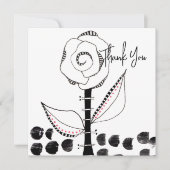 Black White Whimsical Flower Editable Bedankkaart (Voorkant)