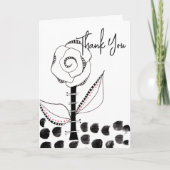 Black White Whimsical Flower Editable Bedankkaart (Voorkant)