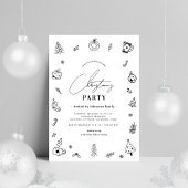 Black White Whimsical Scandinavische kerstfeest Kaart