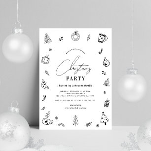 Black White Whimsical Scandinavische kerstfeest Kaart