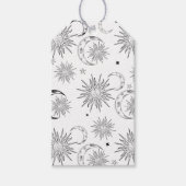 Black & White Whimsical Sun Celestial Verjaardag Cadeaulabel (Voorkant)