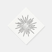 Black & White Whimsical Sun Celestial Verjaardag Servet (Hoek)