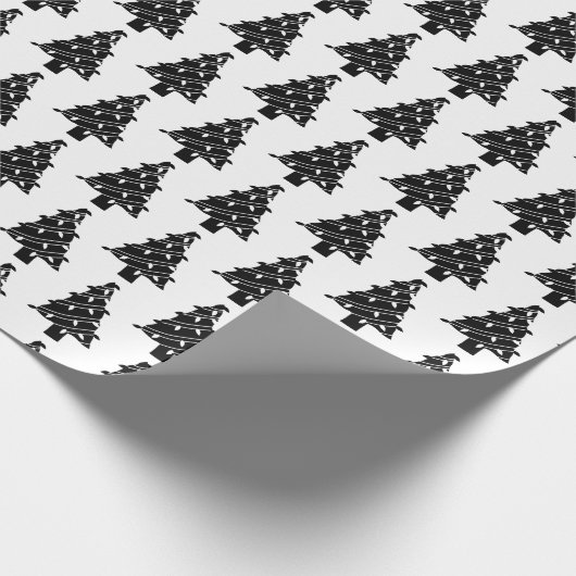 Black White White Whimsical-kerstboomschilfers — C Cadeaupapier (Hoek)