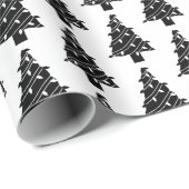 Black White White Whimsical-kerstboomschilfers — C Cadeaupapier (Rol Hoek)