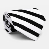 Black White Wide Tuxedo Stripe Stropdas (Opgerold)