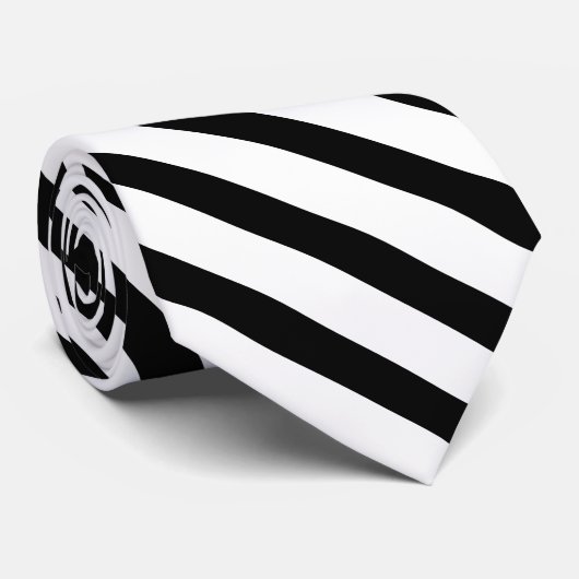 Black White Wide Tuxedo Stripe Stropdas (Opgerold)