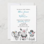 Black White Wild One Boy's First Birthday Party Kaart (Voorkant)