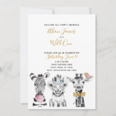 Black White Wild One Child's First Birthday Party Kaart (Voorkant)