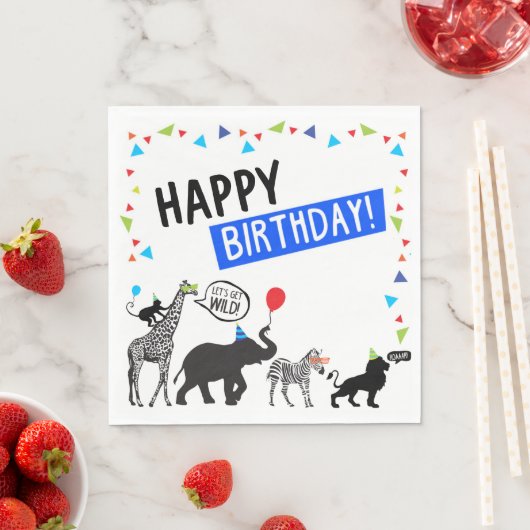 Black White Wild Party Animal Verjaardag Luncheon Servet (Insitu)