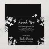 Black & White Wildflower Uitvaart Dank u kaart (Voorkant / Achterkant)