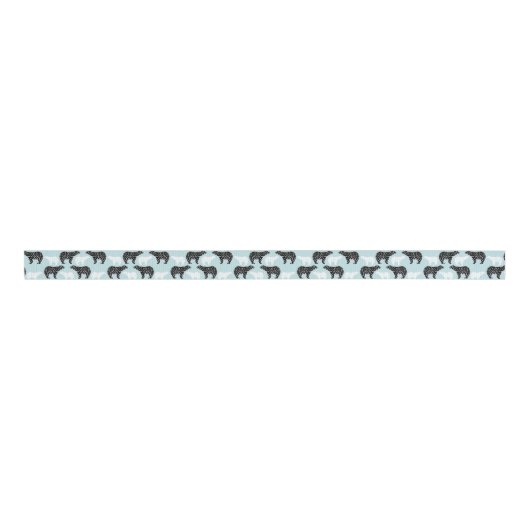 Black White Winter Forest Beer Grosgrain Lint (Voorkant)