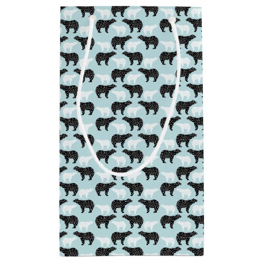 Black White Winter Forest Beer Klein Cadeauzakje (Achterkant)