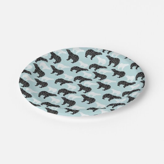 Black White Winter Forest Beer Papieren Bordje (Gekanteld)