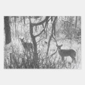 Black White Winter Natuur Wildlife Deer Inpakpapier Vel (Voorkant 3)