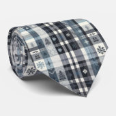 Black White Winter Plaid  Stropdas (Opgerold)