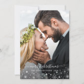 Black White Winter Snowflakes kerstfoto (Voorkant)