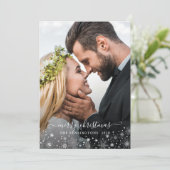 Black White Winter Snowflakes kerstfoto (Staand voorkant)