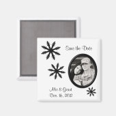 Black & White Winter Wedding Save the Date Magnet (Voorkant / Achterkant)