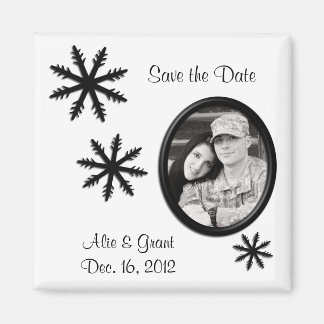Black & White Winter Wedding Save the Date Magnet