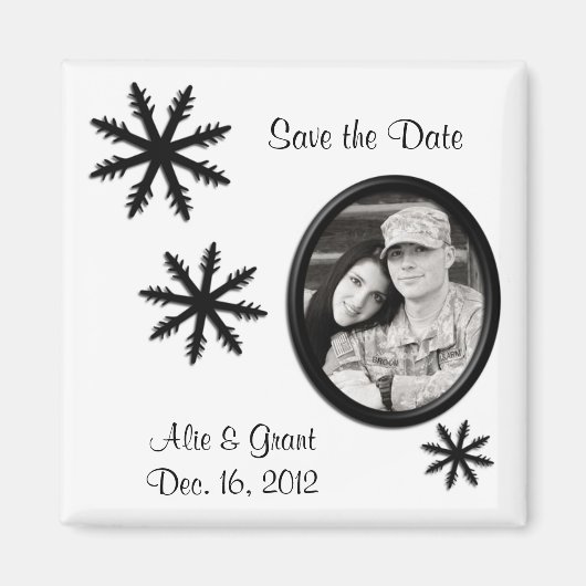 Black & White Winter Wedding Save the Date Magnet (Voorkant)